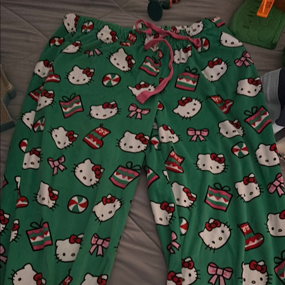 Hello Kitty Festive Green Pajama Bottoms